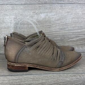 Free People Lost Valley Women’s Sz 8/EU 38 Taupe Leather Cutout Zip Ankle Boots